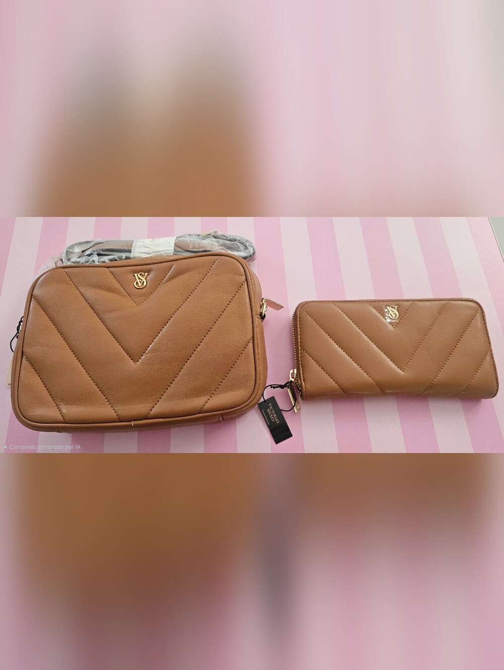 Victoria's Secret Brown Quilted Crossbody Bag with Coin Pouch